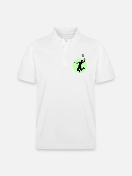 Badminton Player Silhouette – Smash Power - Stanley/Stella Unisex Organic Polo Shirt PREPSTER - white
