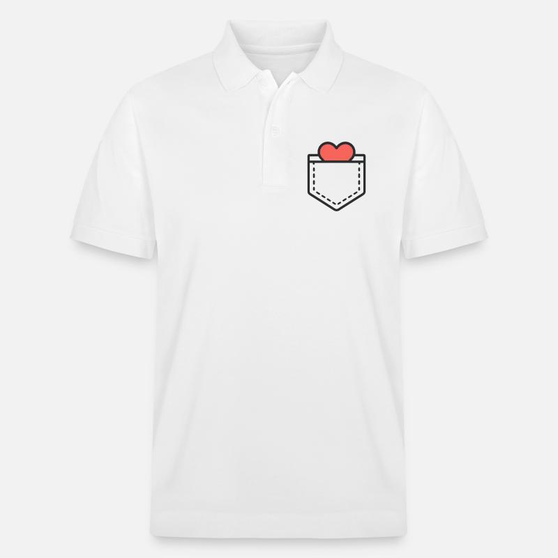Herz in Tasche I - Stanley/Stella Unisex Bio-Poloshirt PREPSTER - Weiß