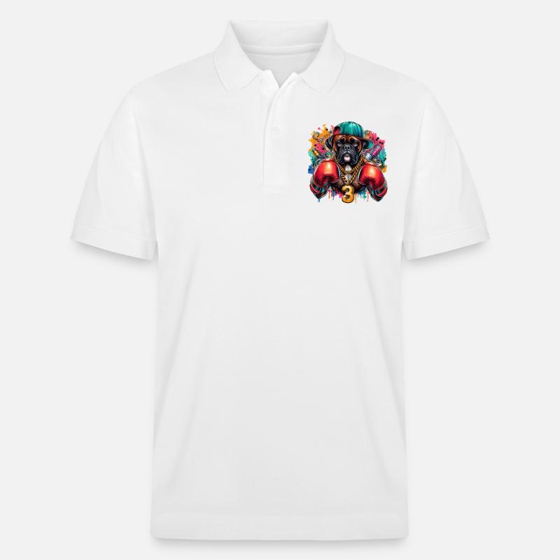 Boxer Hund Splash Kunst - Stanley/Stella Unisex Bio-Poloshirt PREPSTER - Weiß
