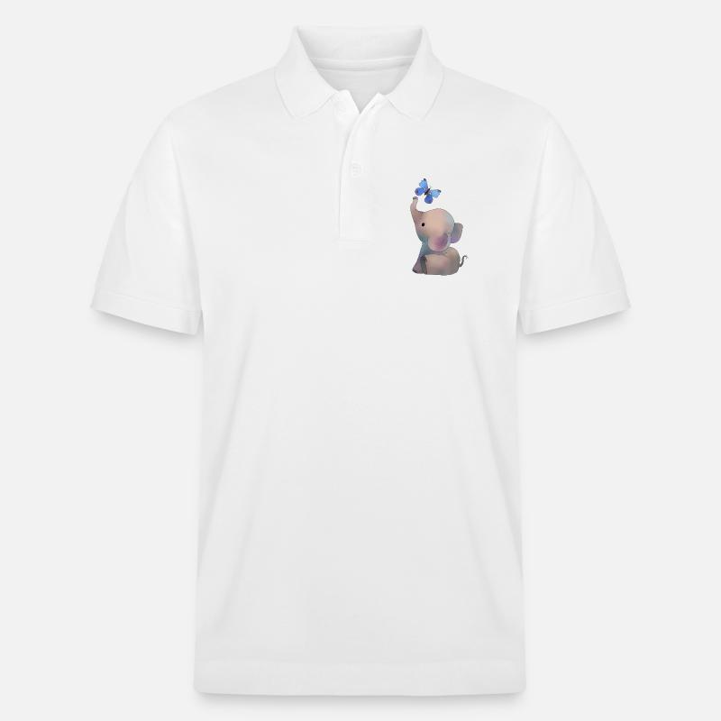 Elefant mit Schmetterling - Stanley/Stella Unisex Bio-Poloshirt PREPSTER - Weiß