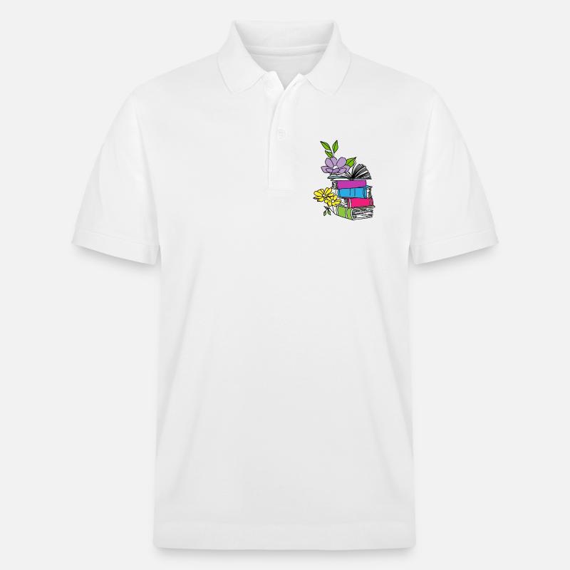 Bücher mit Blumen - Stanley/Stella Unisex Bio-Poloshirt PREPSTER - Weiß