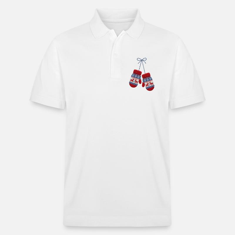 Moufles de Noël brodée (imprimé) - Polo PREPSTER bio Stanley/Stella Unisexe - blanc