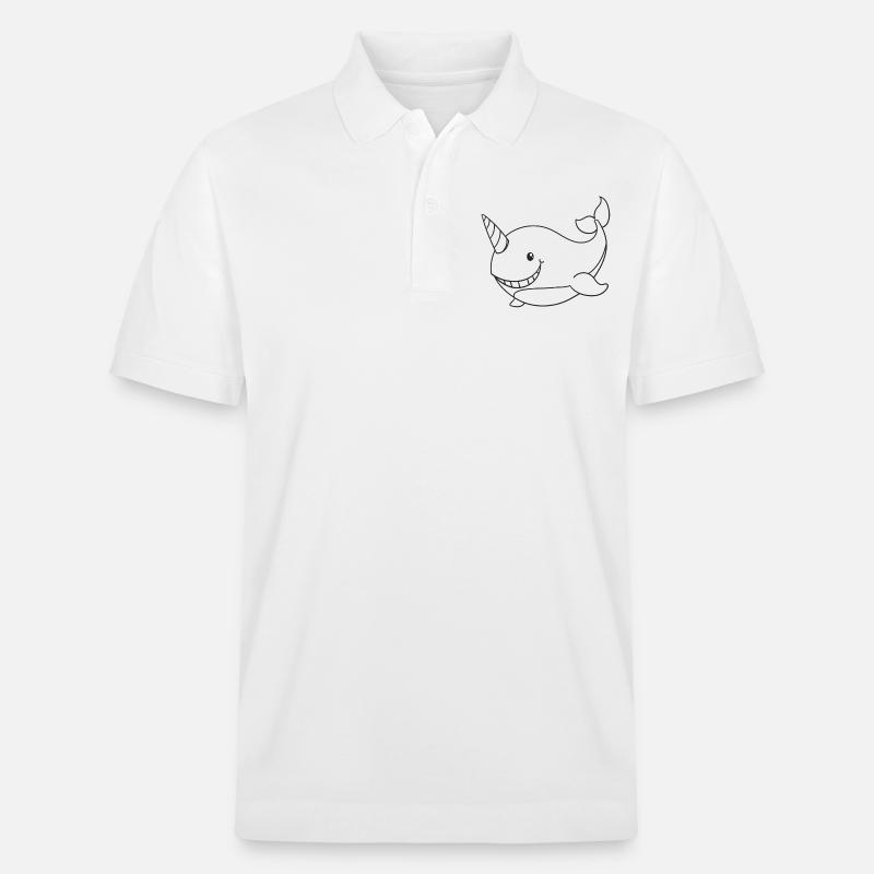 Narwal, Wale, Geschenk, Geschenkidee - Stanley/Stella Unisex Bio-Poloshirt PREPSTER - Weiß