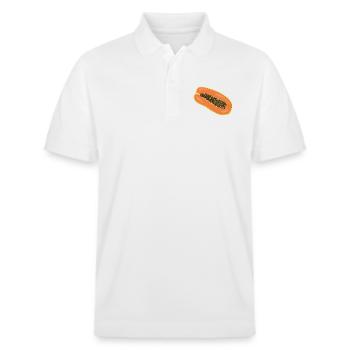 Früchtchen - Papaya - Stanley/Stella Unisex Bio-Poloshirt PREPSTER - Weiß - Vorne - Roxy (174cm) & Andy (188cm)