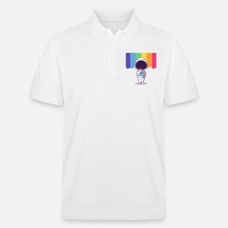 Astronaut Regenbogen Herz - Stanley/Stella Unisex Bio-Poloshirt PREPSTER - Weiß