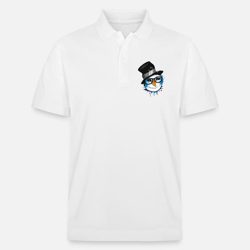 Schneemann mit Nerd Brille - Stanley/Stella Unisex Bio-Poloshirt PREPSTER - Weiß