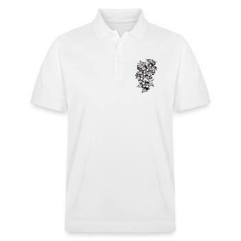 Schwarzweiß Blumenspirale - Stanley/Stella Unisex Bio-Poloshirt PREPSTER - Weiß - Vorne - Roxy (174cm) & Andy (188cm)