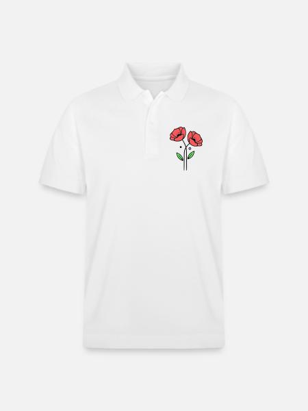 mohnblume-mohnblumen-minimalistisch-line-art-5 - Stanley/Stella Unisex Bio-Poloshirt PREPSTER - Weiß