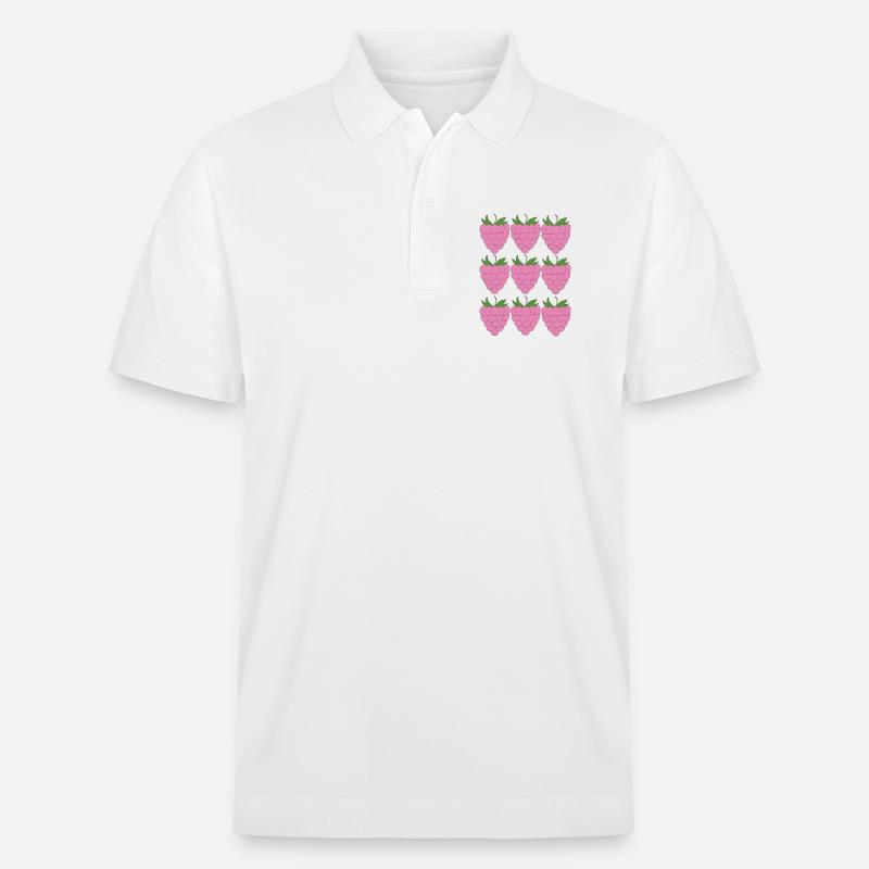 Raspberry Grid Pattern - Stanley/Stella Unisex Organic Polo Shirt PREPSTER - white