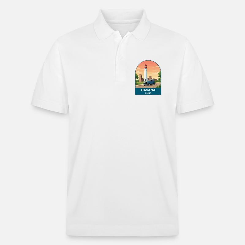 Havana Cuba Oldtimer-Reiseplakat - Stanley/Stella Unisex Bio-Poloshirt PREPSTER - Weiß
