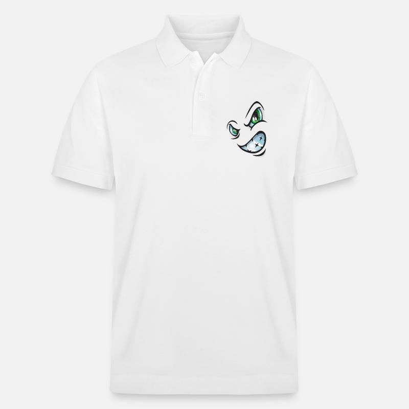 Visage de bande dessinée en colère - Polo PREPSTER bio Stanley/Stella Unisexe - blanc