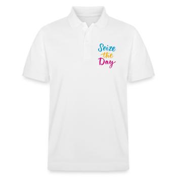 Nutze den Tag - Stanley/Stella Unisex Bio-Poloshirt PREPSTER - Weiß - Vorne - Roxy (174cm) & Andy (188cm)