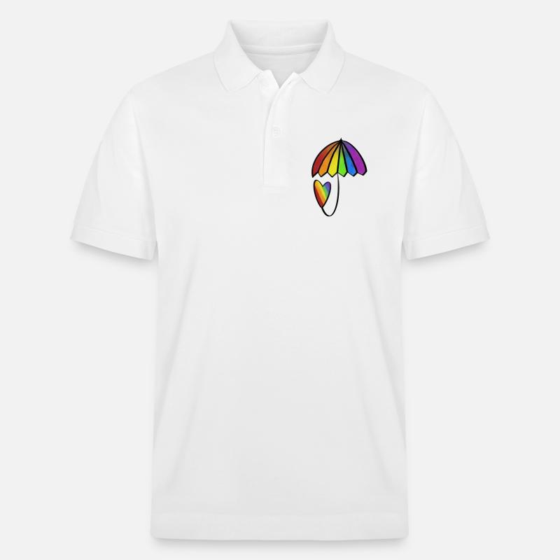 Regenbogen Herz mit Schirm - Stanley/Stella Unisex Bio-Poloshirt PREPSTER - Weiß