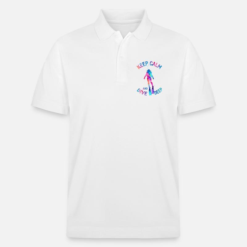 Keep Calm Dive Deep Bunter Taucher - Stanley/Stella Unisex Bio-Poloshirt PREPSTER - Weiß