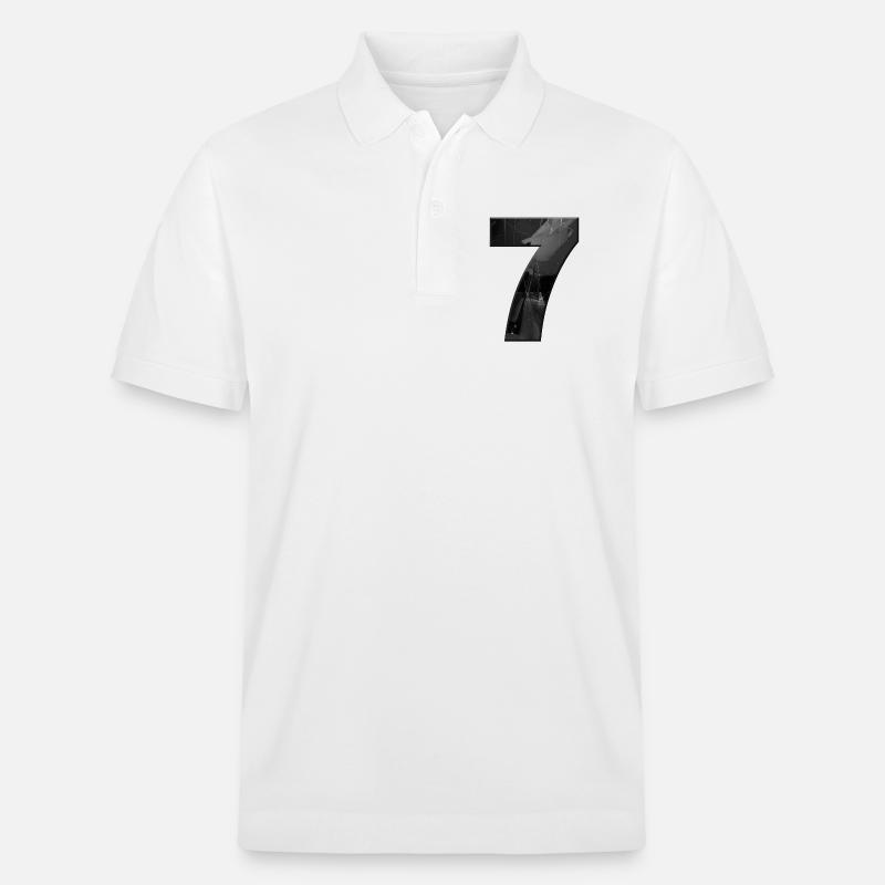 Schwarzgrau Sieben mit Splittern - Stanley/Stella Unisex Bio-Poloshirt PREPSTER - Weiß