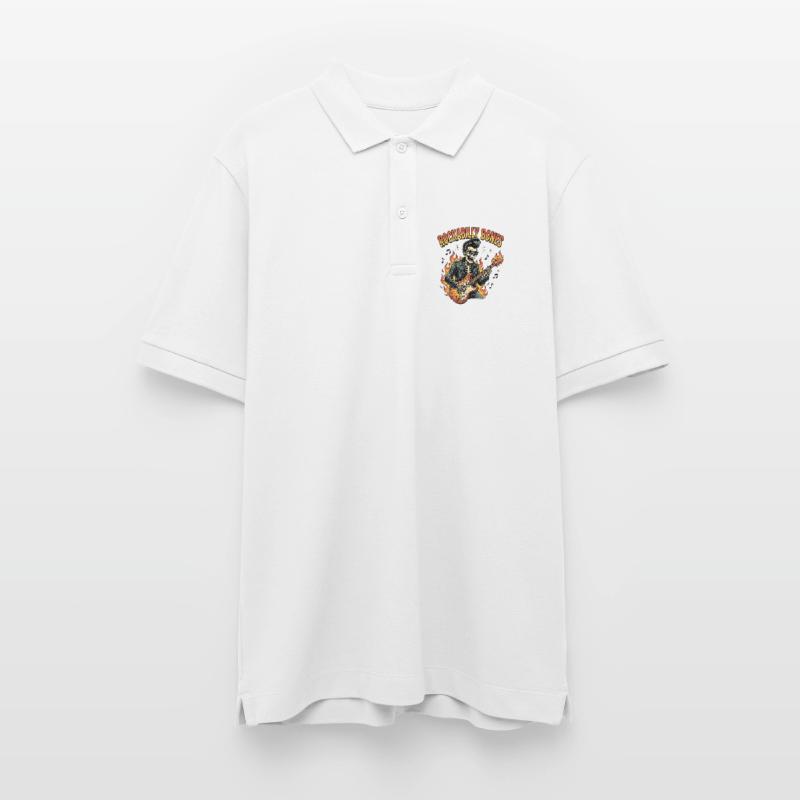 Rockabilly Bones – Retro Comic Skeleton with Burn Stanley/Stella Unisex Organic Polo Shirt PREPSTER
