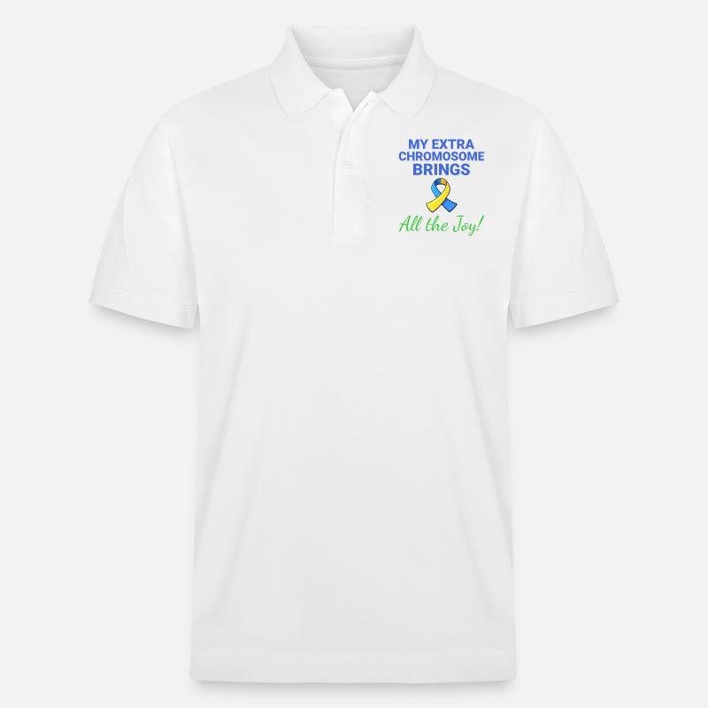 Down-Syndrom-Bewusstsein Joyful Extra Chromosom - Stanley/Stella Unisex Bio-Poloshirt PREPSTER - Weiß