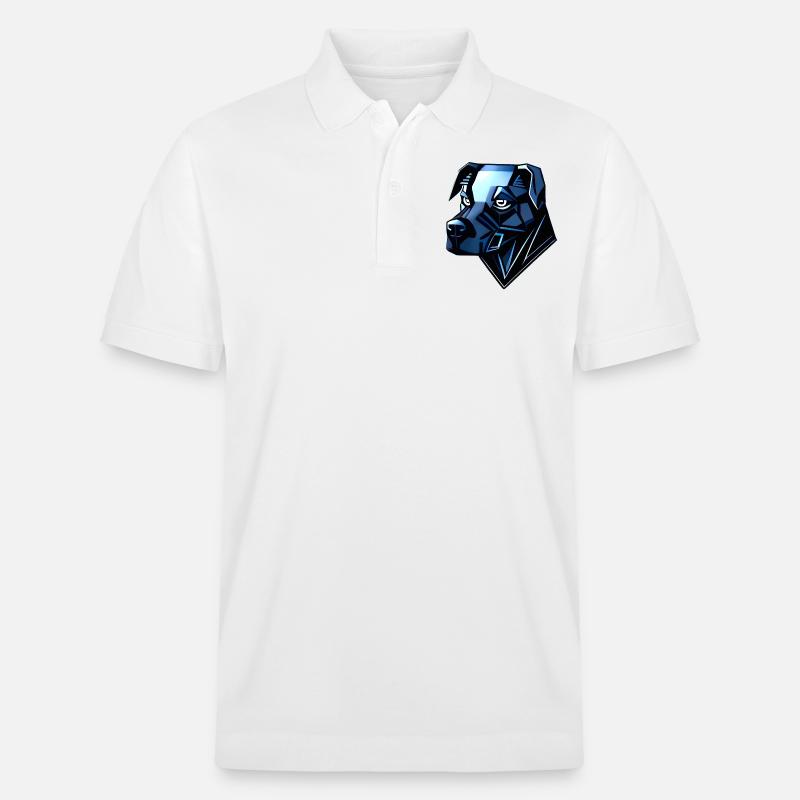 Hund Dobermann - Blaue Polygone - Stanley/Stella Unisex Bio-Poloshirt PREPSTER - Weiß