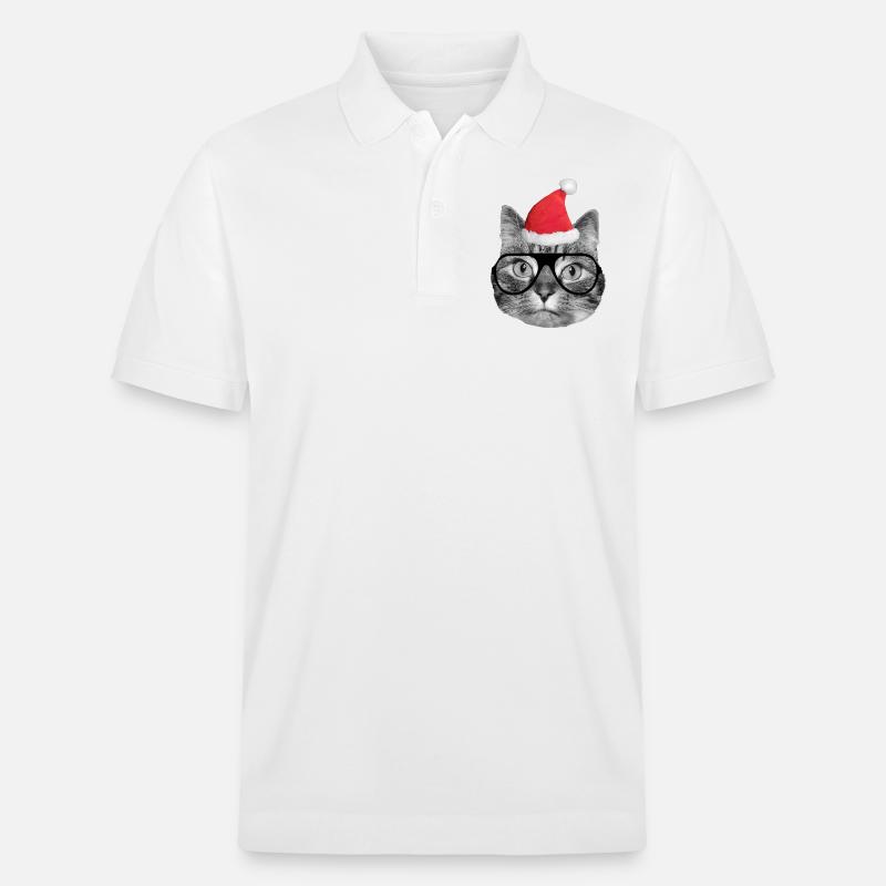Mignon chat de Noël - Polo PREPSTER bio Stanley/Stella Unisexe - blanc