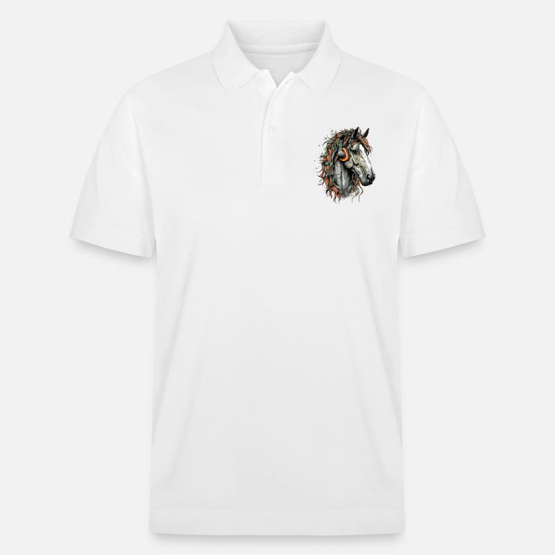 Koni, das audiophile Pferd - Stanley/Stella Unisex Bio-Poloshirt PREPSTER - Weiß