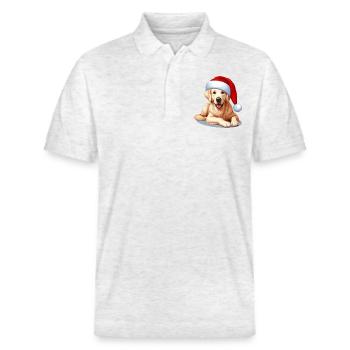 Golden Retriever Heiligabend Spirit - Stanley/Stella Unisex Bio-Poloshirt PREPSTER - Weiß meliert - Vorne - Roxy (174cm) & Andy (188cm)