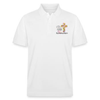 Zur heiligen Erstkommunion 2025 1 - Stanley/Stella Unisex Bio-Poloshirt PREPSTER - Weiß - Vorne - Roxy (174cm) & Andy (188cm)