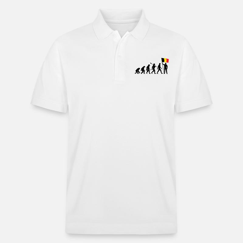Belgien - Evolution - Flagge - Nation - Stanley/Stella Unisex Bio-Poloshirt PREPSTER - Weiß