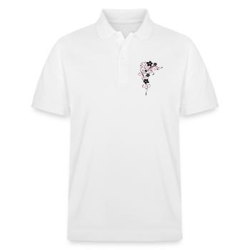 Fleurs avec ornement en filigrane. - Polo PREPSTER bio Stanley/Stella Unisexe - blanc - Devant - Roxy (174cm) & Andy (188cm)
