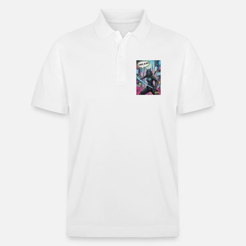 Cyber Samurai Neon Graffiti - Stanley/Stella Unisex Bio-Poloshirt PREPSTER - Weiß