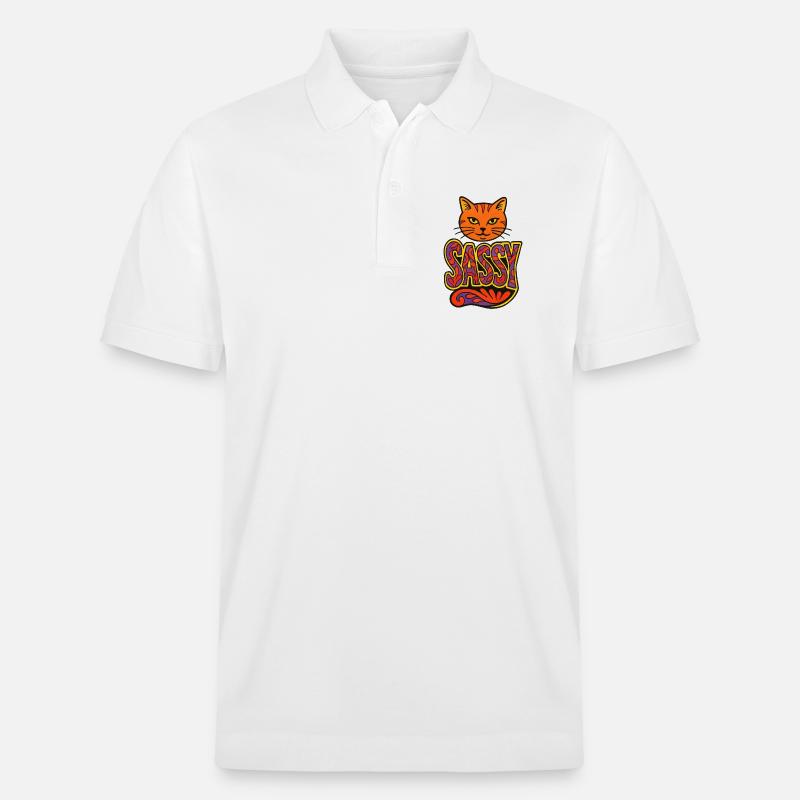 Sassy Cat Psychedelic Script - Stanley/Stella Unisex Bio-Poloshirt PREPSTER - Weiß