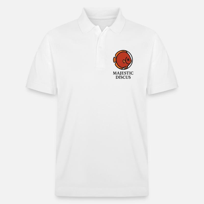Majestätischer kreisförmiger Diskusfisch-Logo - Stanley/Stella Unisex Bio-Poloshirt PREPSTER - Weiß
