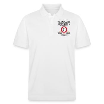 51. Geburtstag Schonend Behandeln 51 Alte Kiste 51 - Stanley/Stella Unisex Bio-Poloshirt PREPSTER - Weiß - Vorne - Roxy (174cm) & Andy (188cm)