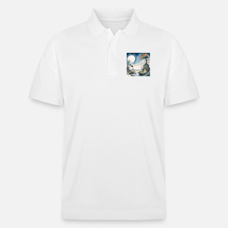 Cartoon-Zauberer-Traumlandschaft - Stanley/Stella Unisex Bio-Poloshirt PREPSTER - Weiß