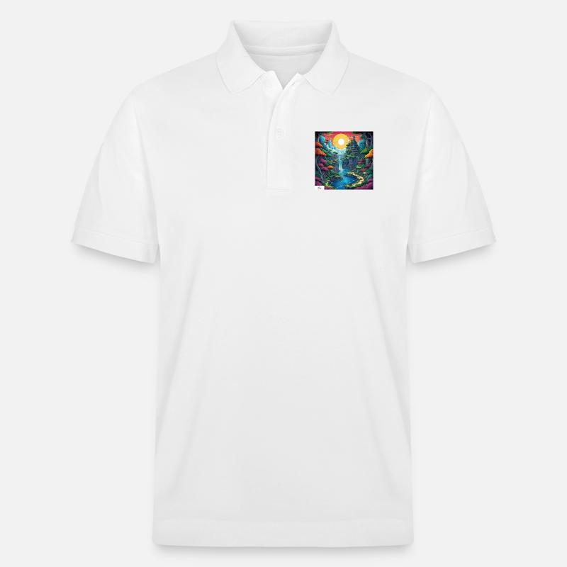 Friedliches Comic-Refugium - Stanley/Stella Unisex Bio-Poloshirt PREPSTER - Weiß