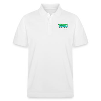 Graffiti Vorname Isaac - Stanley/Stella Unisex Bio-Poloshirt PREPSTER - Weiß - Vorne - Roxy (174cm) & Andy (188cm)
