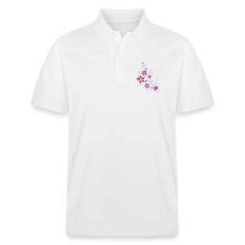 Printemps Fleurs Printemps Flowers Fleurs printemps - Polo PREPSTER bio Stanley/Stella Unisexe - blanc - Devant - Roxy (174cm) & Andy (188cm)
