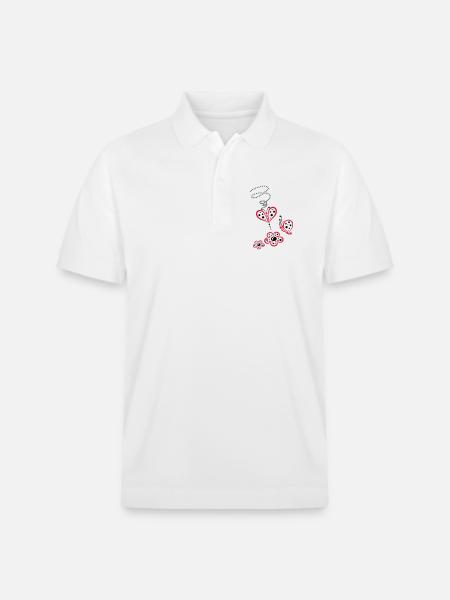 Bunte Schmetterlinge mit Blumen, Sommerwiese - Stanley/Stella Unisex Bio-Poloshirt PREPSTER - Weiß