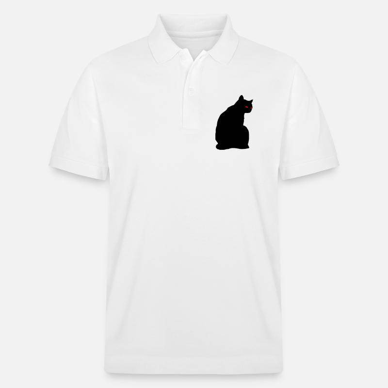 Schwarze Katze - Stanley/Stella Unisex Bio-Poloshirt PREPSTER - Weiß