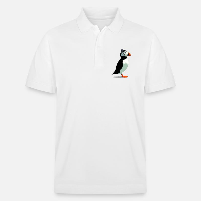 Papageitaucher mit Kopfhörern - Stanley/Stella Unisex Bio-Poloshirt PREPSTER - Weiß