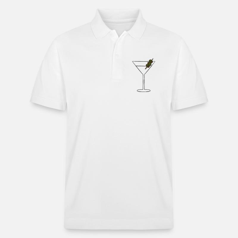 Silhouette de Martini en brochette d’olive - Polo PREPSTER bio Stanley/Stella Unisexe - blanc