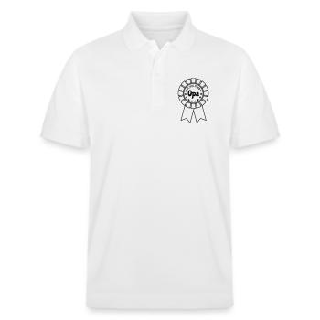 Schulkind Opa - Stanley/Stella Unisex Bio-Poloshirt PREPSTER - Weiß - Vorne - Roxy (174cm) & Andy (188cm)
