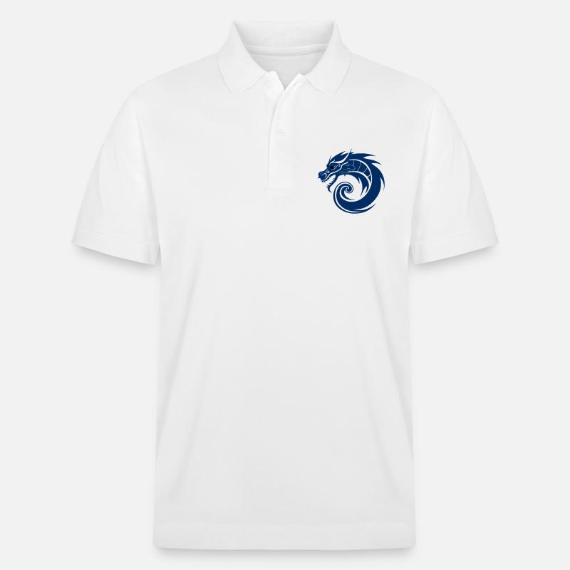 Drachen Asien Blau - Stanley/Stella Unisex Bio-Poloshirt PREPSTER - Weiß