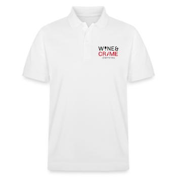 Wine & Crime - Kärnten 2024 - Stanley/Stella Unisex Bio-Poloshirt PREPSTER - Weiß - Vorne - Roxy (174cm) & Andy (188cm)