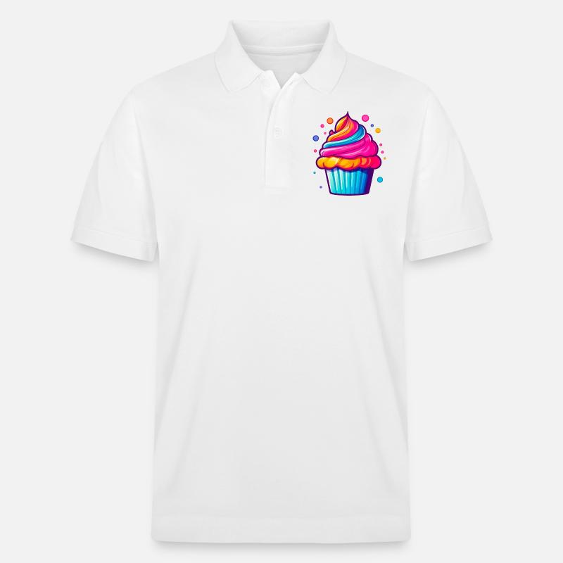 Regenbogen Cupcake mit Blasen - Stanley/Stella Unisex Bio-Poloshirt PREPSTER - Weiß