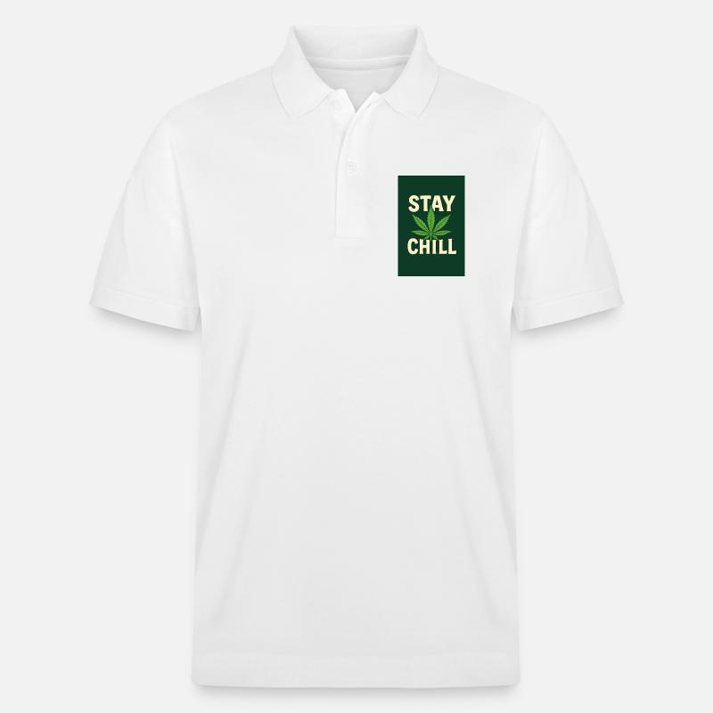 Stay Chill Cannabis Leaf - Stanley/Stella Unisex Organic Polo Shirt PREPSTER - white