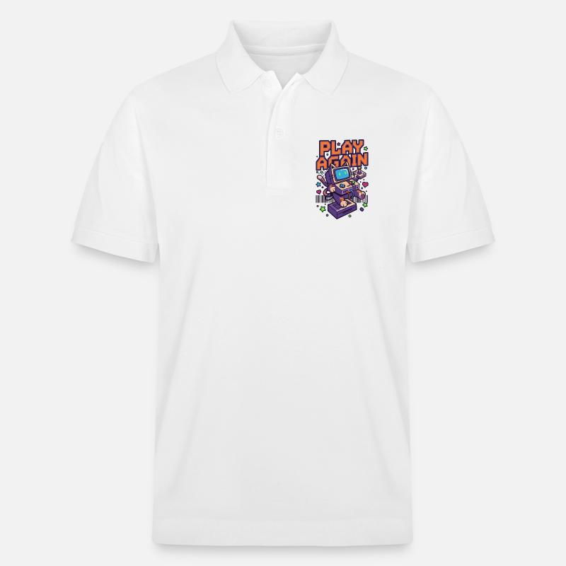 Play Again: Retro Katzen-Arcade - Stanley/Stella Unisex Bio-Poloshirt PREPSTER - Weiß