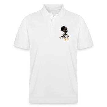 Golden Afro Girl – Black Elegance - Stanley/Stella Unisex Organic Polo Shirt PREPSTER - white - Front - Roxy (174cm) & Andy (188cm)