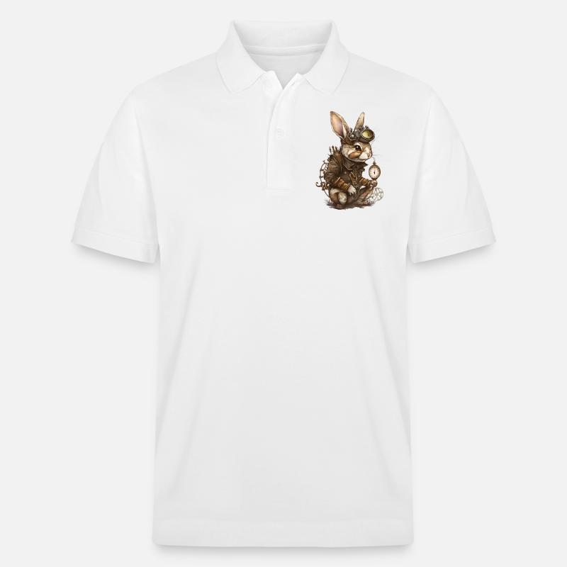 Steampunk Hase - Stanley/Stella Unisex Bio-Poloshirt PREPSTER - Weiß