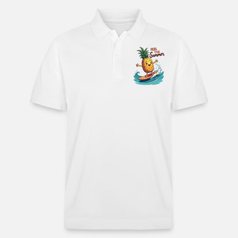 Ananas Surfer Surf Feel L’été - Polo PREPSTER bio Stanley/Stella Unisexe - blanc