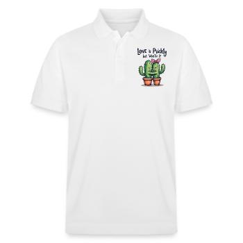 Love is Prickly – Süße Kaktus-Liebe für Paare - Stanley/Stella Unisex Bio-Poloshirt PREPSTER - Weiß - Vorne - Roxy (174cm) & Andy (188cm)